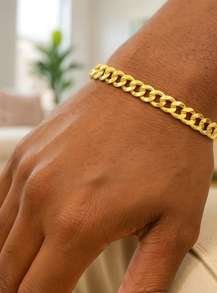 6.6mm 10k Yellow Gold Semi Solid Miami Cuban Bracelet