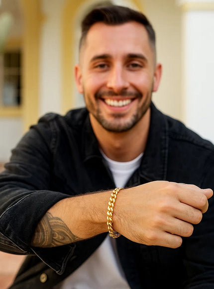 6.6mm 10k Yellow Gold Semi Solid Miami Cuban Bracelet