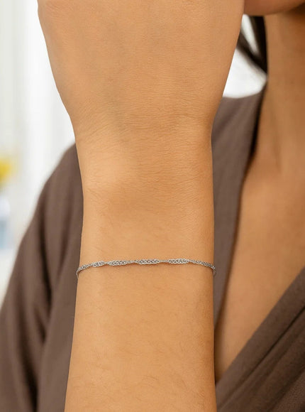 10k White Gold Singapore Bracelet 1.5mm