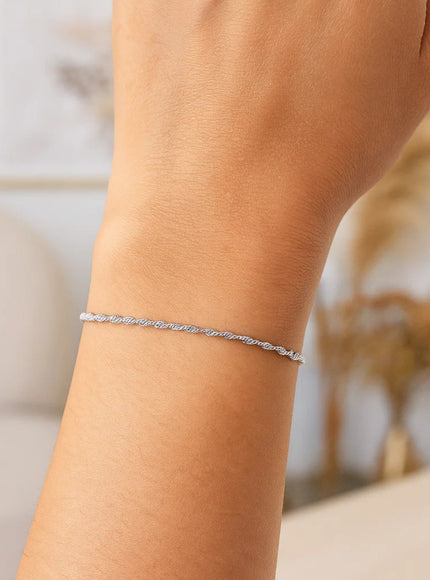 10k White Gold Singapore Bracelet 1.5mm