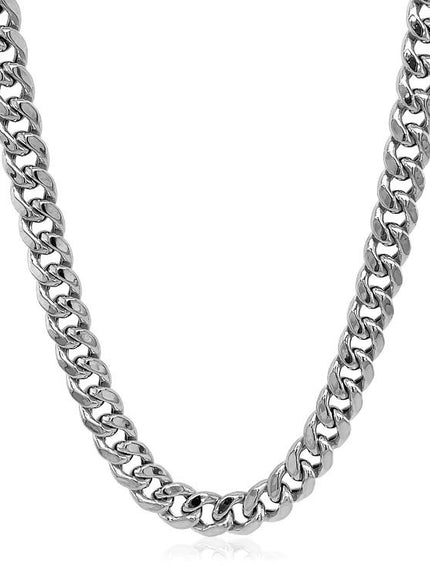 5.5mm 14k White Gold Miami Cuban Semi Solid Chain