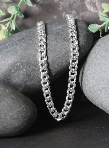 5.5mm 14k White Gold Miami Cuban Semi Solid Chain