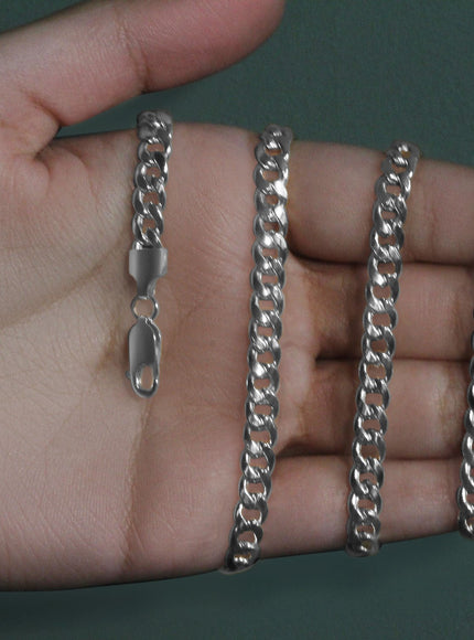 5.5mm 14k White Gold Miami Cuban Semi Solid Chain