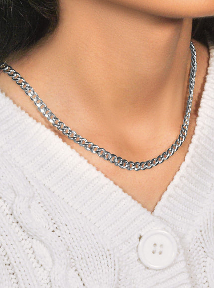 5.5mm 14k White Gold Miami Cuban Semi Solid Chain