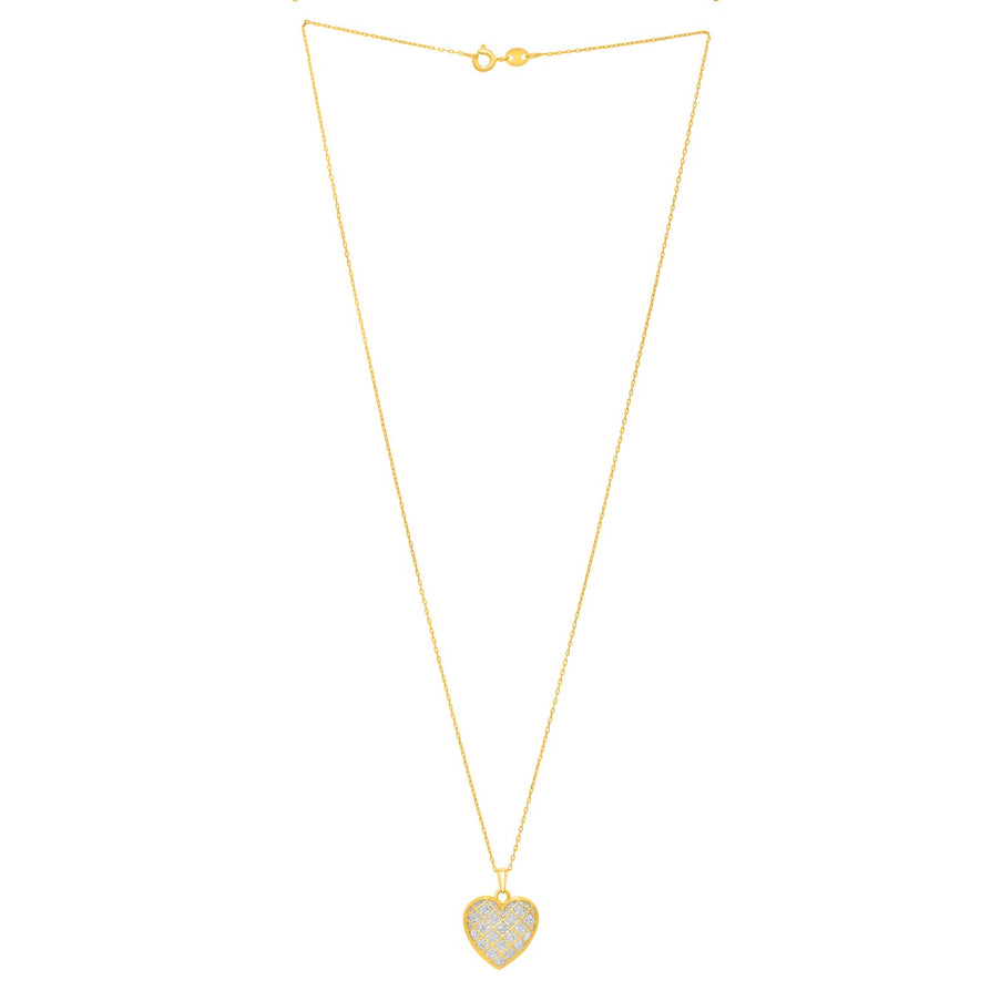 Checkered Heart Necklace in 14K Yellow Gold