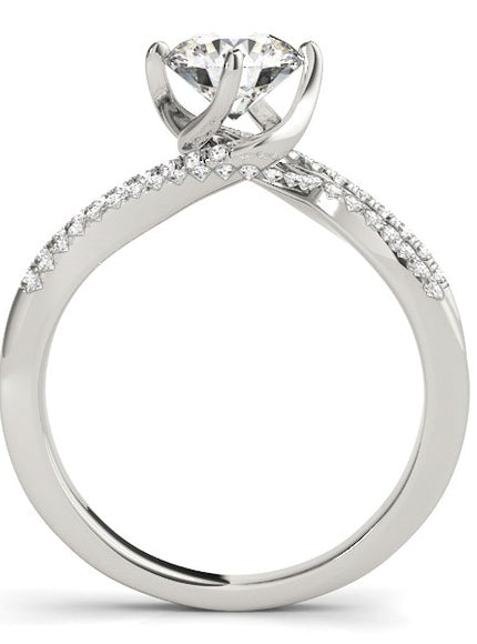 14k White Gold Spiral Design Pronged Diamond Engagement Ring (1 1/8 cttw)