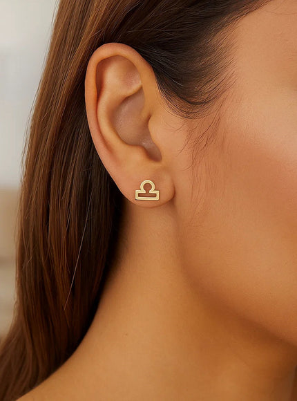 14k Yellow Gold Libra Stud Earrings