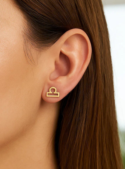 14k Yellow Gold Libra Stud Earrings