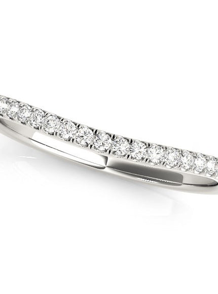 14k White Gold Pave Setting Style Curved Wedding Band (1/10 cttw)