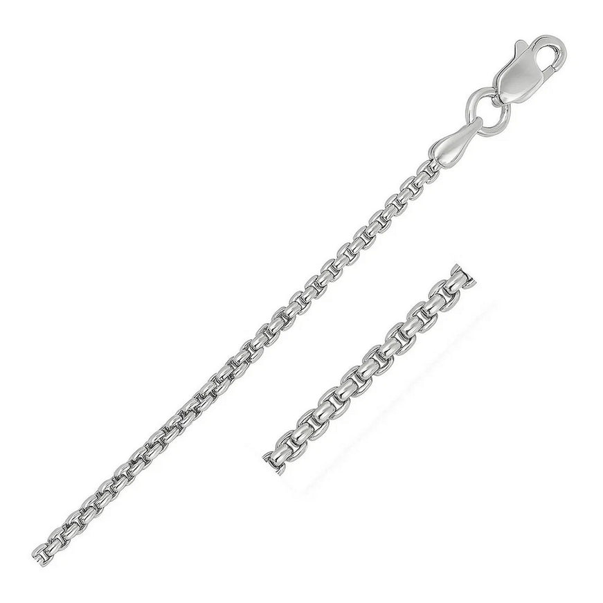 14k White Gold Solid Round Box Chain 1.6 mm