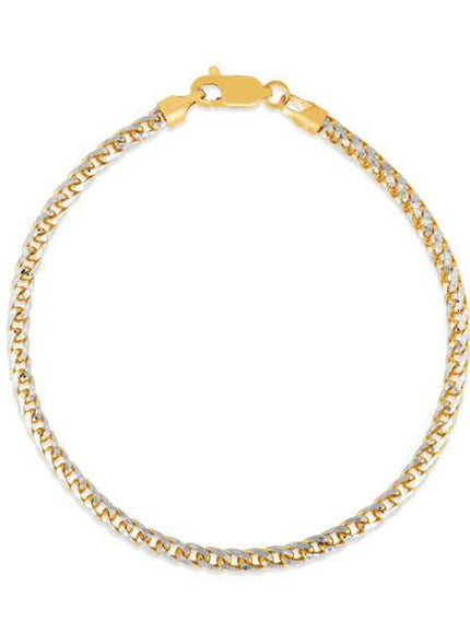 Round Pave Franco Chain Bracelet in 14k Yellow Gold (3.1 mm)