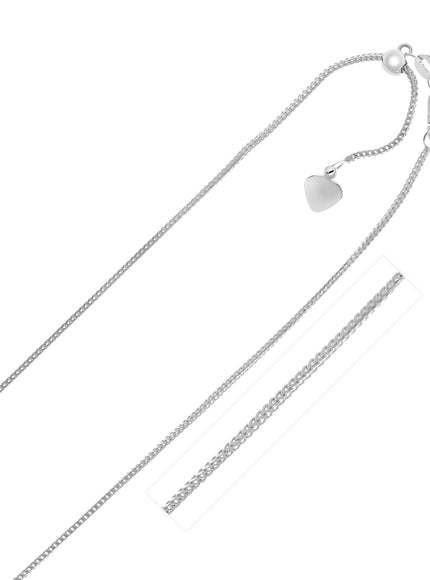 14k White Gold Adjustable Franco Chain 0.9mm