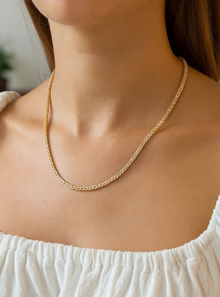 3.1mm 14k Yellow Gold Round Pave Franco Chain