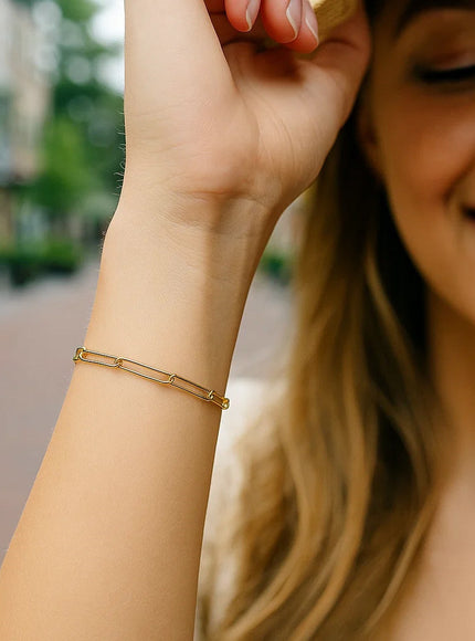 14k Yellow Gold Wire Paperclip Bracelet (2.7mm)