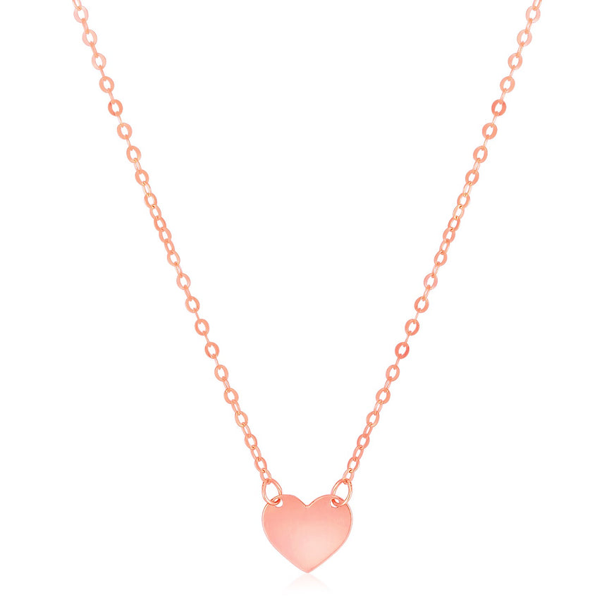 14k Rose Gold Polished Mini Heart Necklace