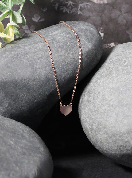 14k Rose Gold Polished Mini Heart Necklace
