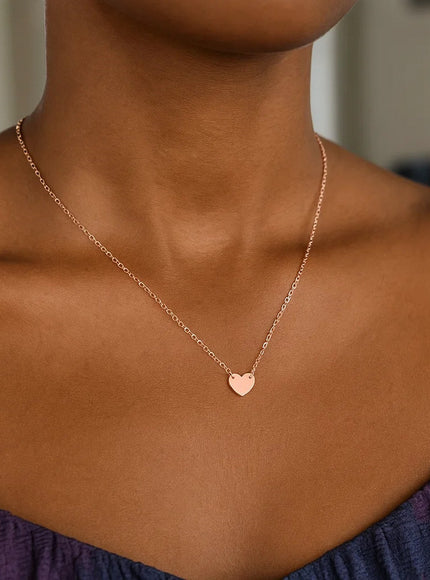 14k Rose Gold Polished Mini Heart Necklace