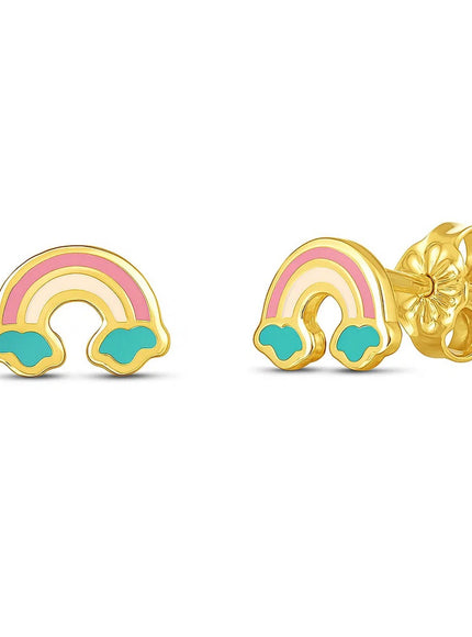 14k Yellow Gold Rainbow Studs