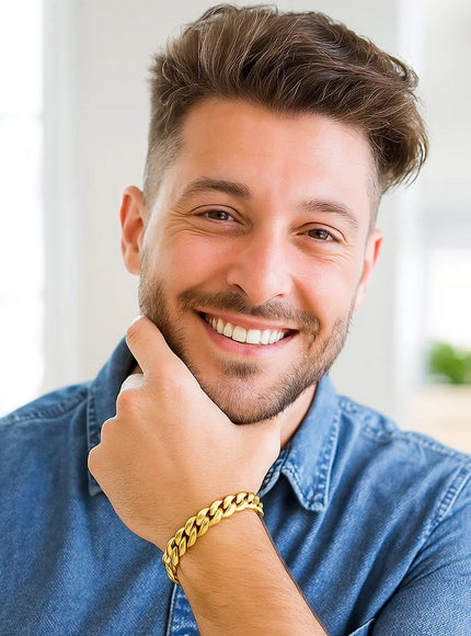 10.7mm 10k Yellow Gold Semi Solid Miami Cuban Bracelet