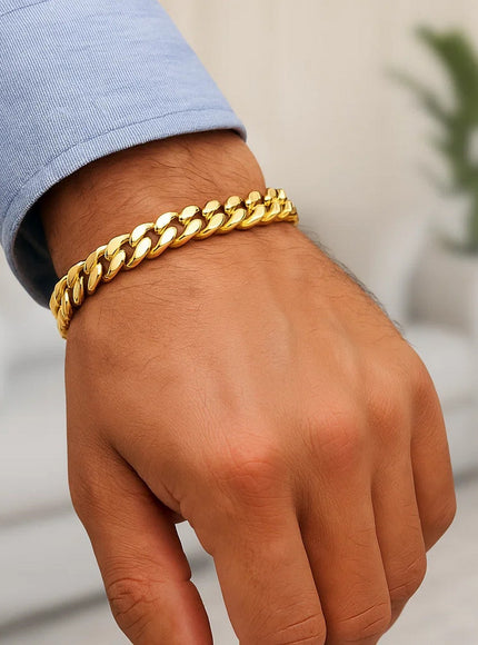 10.7mm 10k Yellow Gold Semi Solid Miami Cuban Bracelet
