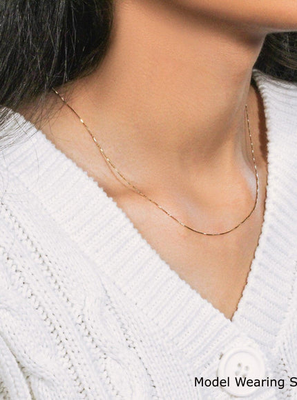 10k Yellow Gold Classic Box Chain 0.45mm - Ellie Belle