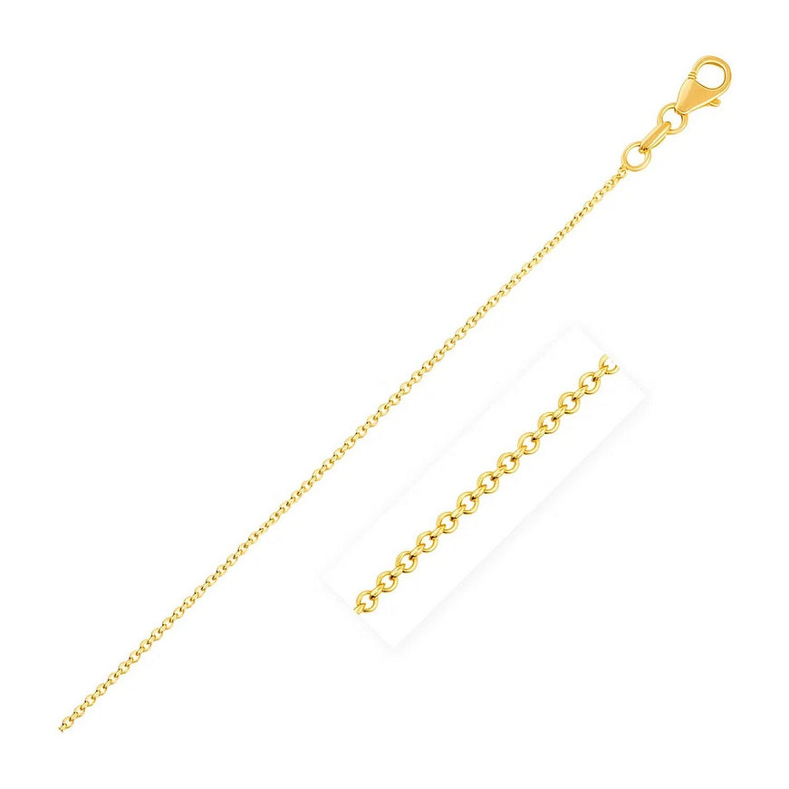 14k Yellow Gold Round Cable Link Chain 1.3mm