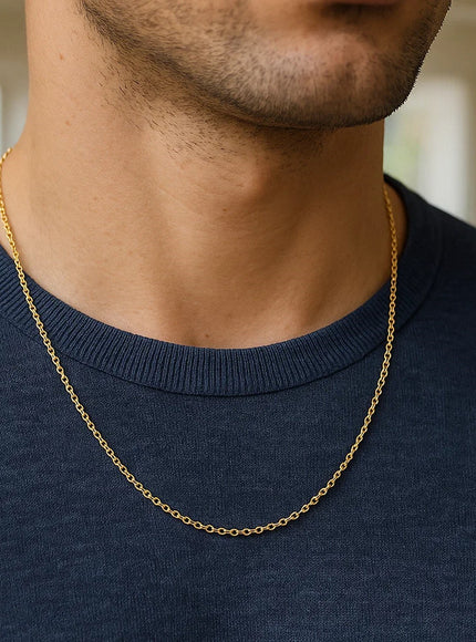 14k Yellow Gold Round Cable Link Chain 1.3mm