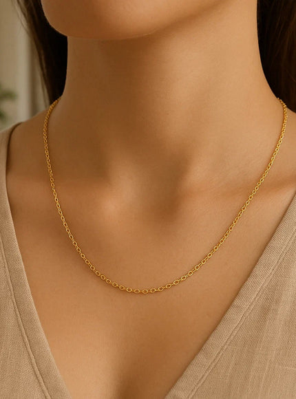 14k Yellow Gold Round Cable Link Chain 1.3mm