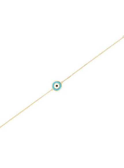 14k Yellow Gold Blue Evil Eye Bracelet