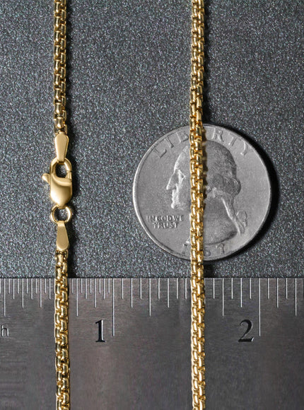 14k Yellow Gold Solid Round Box Chain 2.5 mm
