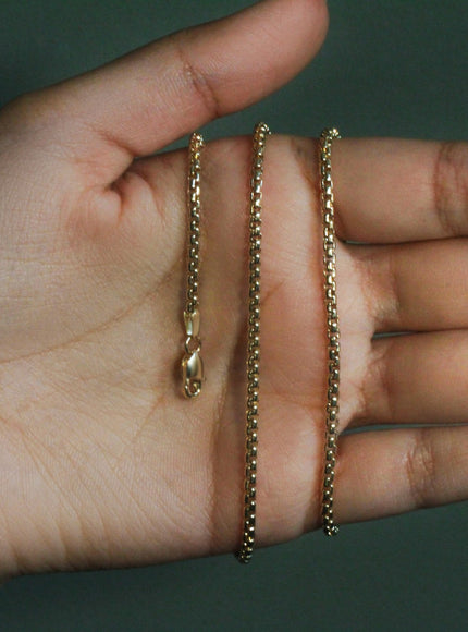 14k Yellow Gold Solid Round Box Chain 2.5 mm
