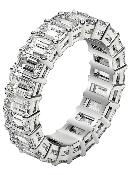 Emerald Cut Lab Grown Diamond Eternity Ring in 14k White Gold (4 cttw FG/VS2)