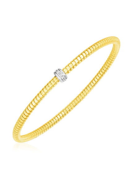 14k Yellow Gold Stretch Bangle with Diamonds