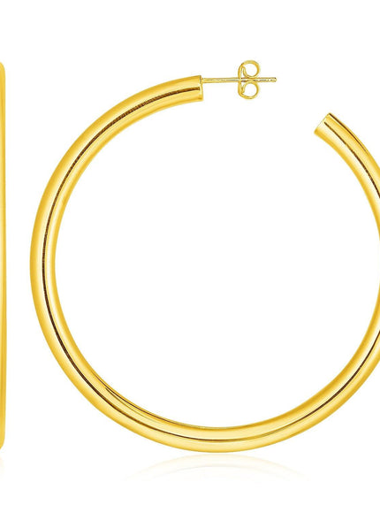 14k Yellow Gold Polished Hoop Earrings - Ellie Belle