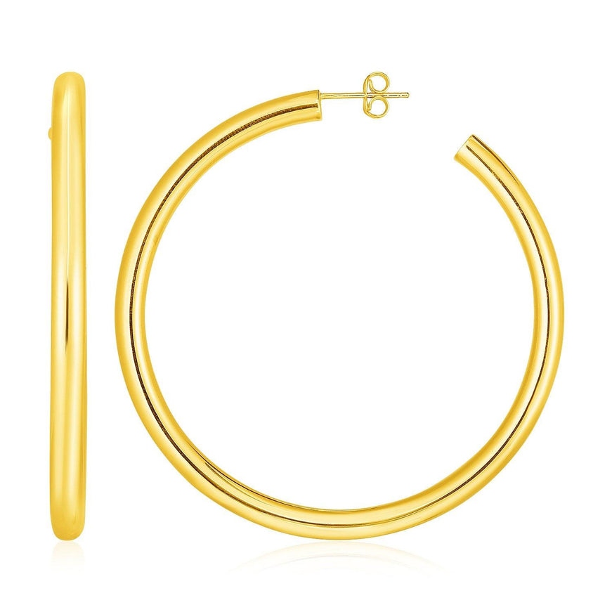 14k Yellow Gold Polished Hoop Earrings - Ellie Belle