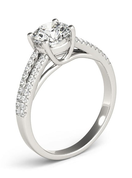14k White Gold Split Shank Round Diamond Engagement Ring (1 1/8 cttw)