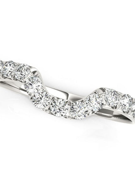 14k White Gold Curved Design Pave Diamond Wedding Ring (1/6 cttw)