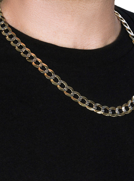 11.23 mm 14k Two Tone Gold Pave Curb Chain