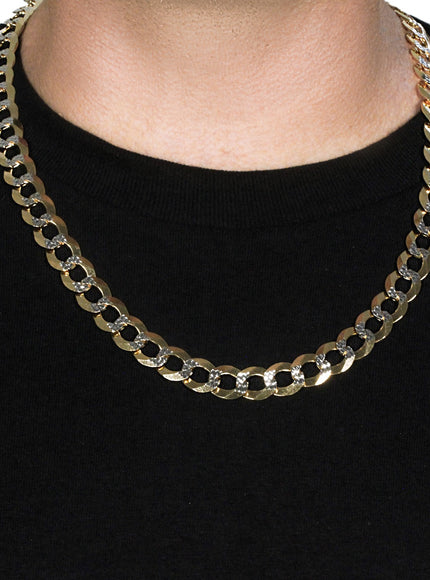 11.23 mm 14k Two Tone Gold Pave Curb Chain