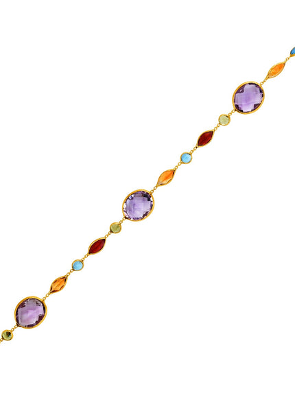 14k Yellow Gold Bracelet with Multi-Colored Stones