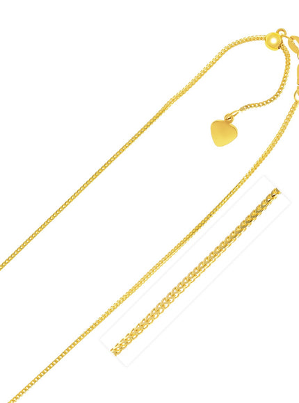 14k Yellow Gold Adjustable Franco Chain 0.9mm
