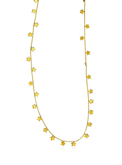 14K Yellow Gold Necklace with Dangling Stars