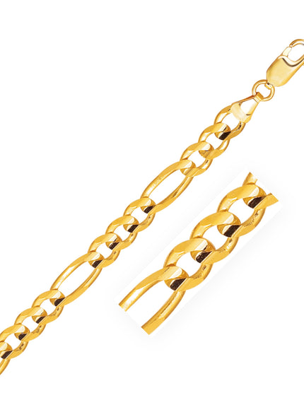 6.6mm 10k Yellow Gold Solid Figaro Bracelet