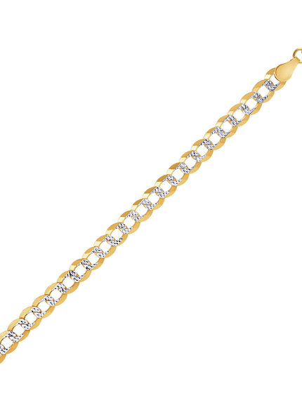 5.7mm 14k Two Tone Gold Pave Curb Chain