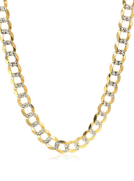 5.7mm 14k Two Tone Gold Pave Curb Chain