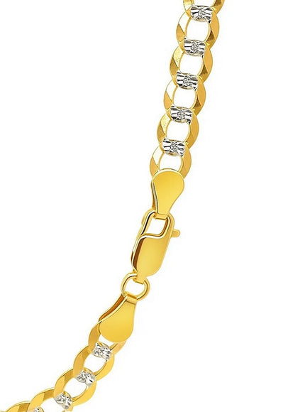 5.7mm 14k Two Tone Gold Pave Curb Chain