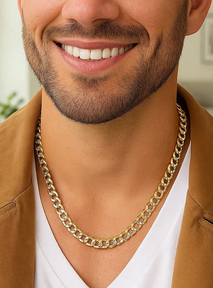 5.7mm 14k Two Tone Gold Pave Curb Chain