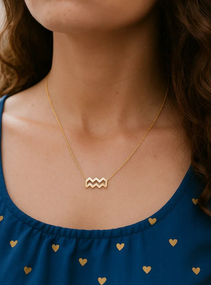 14K Yellow Gold Aquarius Necklace