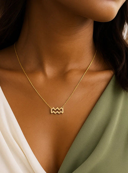 14K Yellow Gold Aquarius Necklace