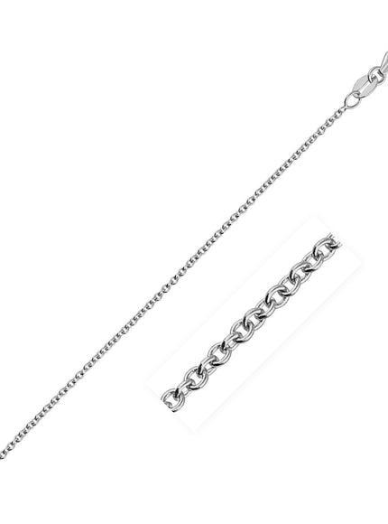14k White Gold Round Cable Link Chain 1.3mm